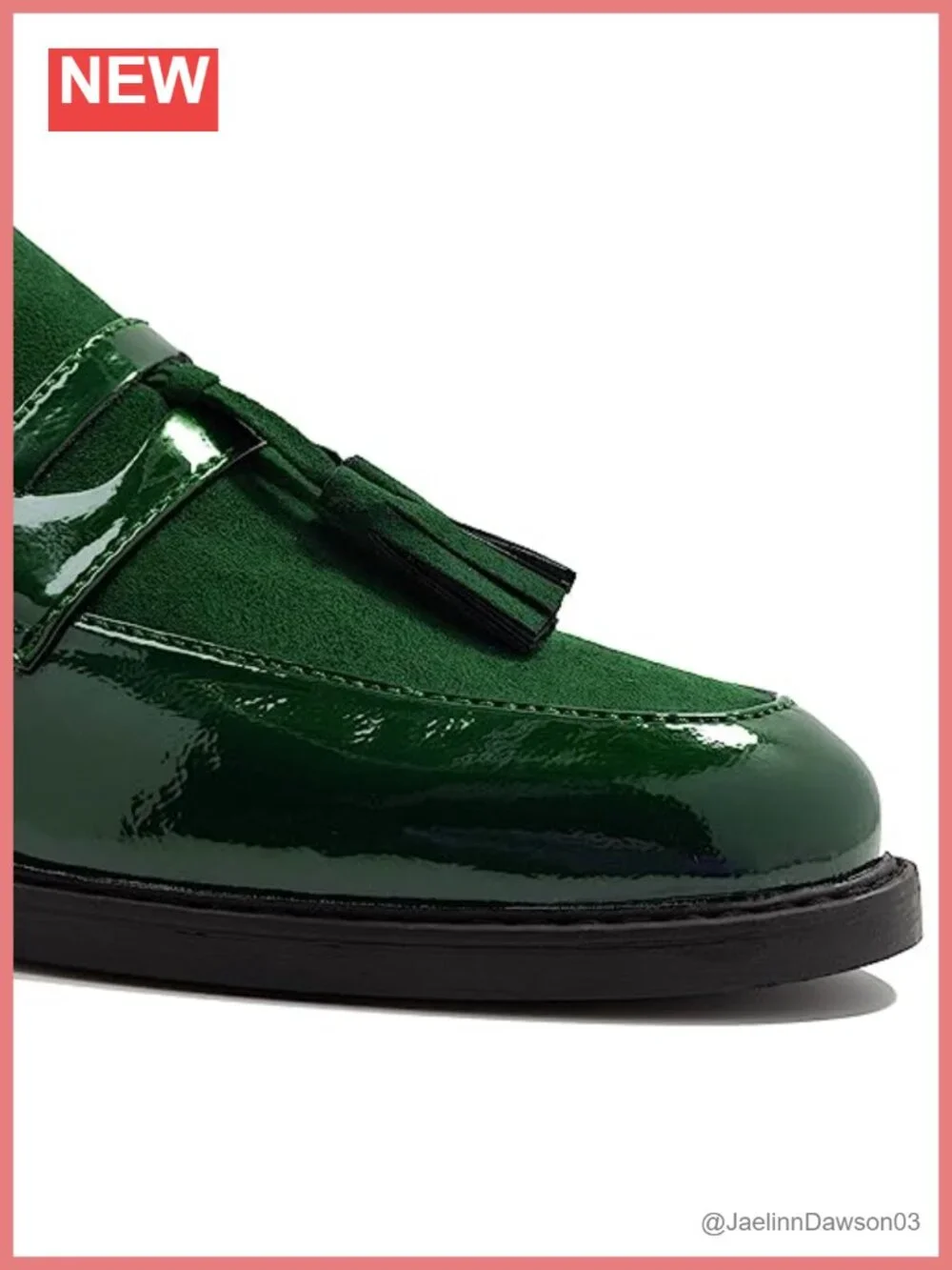 Women Chunky Heel Tassel Loafers Patent Microfiber Slip On Fringe Round Toe